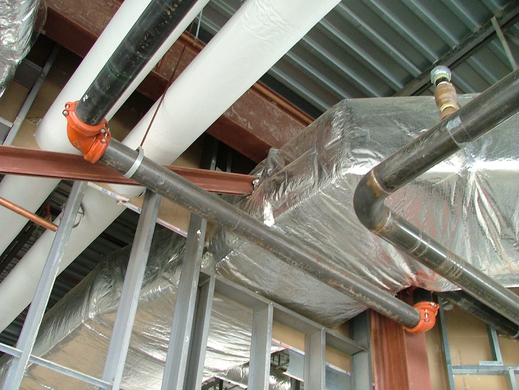 ductwork installed in a residential or commercial building