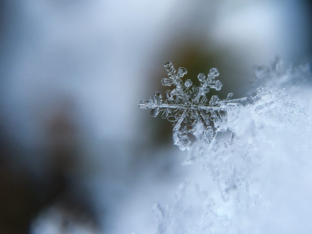 Snowflake in cold winter weather